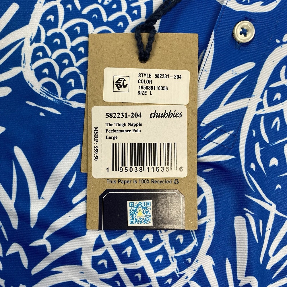 Chubbies Blue and White Pineapple Polo Shirt - Picture 8 of 11